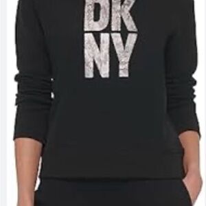 DKNY Black Pullover with Metallic Logo